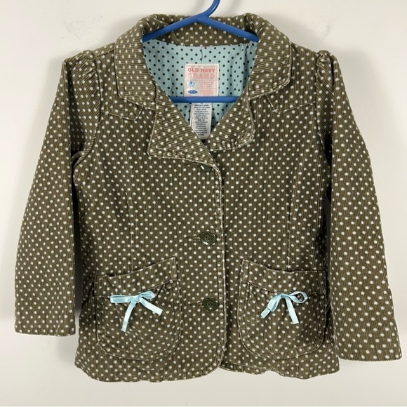 ❤️ Old navy girl jacket corduroy polka dots bow 3T - Picture 3 of 9